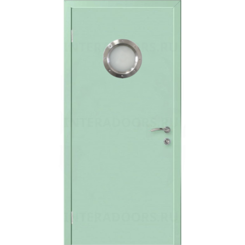 Дверь пластиковая Капель (Kapelli Classic) ментол RAL 6019 с иллюминатором