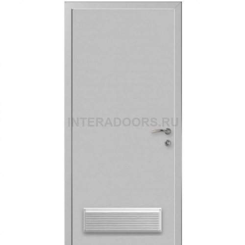 Дверь пластиковая Капель (Kapelli Classic) светло серый RAL 7035 с вентиляционной решеткой