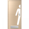 Дверь пластиковая Капель (Kapelli Classic) беленый дуб с вентиляционной решеткой и наклейкой МУЖ.