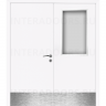 Дверь пластиковая Капель (Kapelli Classic) белый двустворчатая ДО стекло 1 с отбойными пластинами