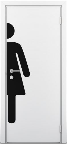 Дверь композитная Poseidon ДГ Белый с наклейкой для туалетов ЖЕН.