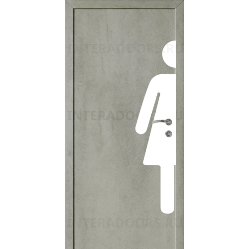 Дверь пластиковая Капель (Kapelli Classic) серый бетон с наклейкой ЖЕН.