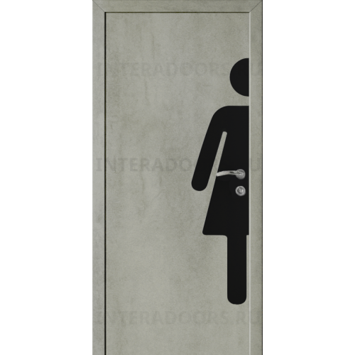 Дверь пластиковая Капель (Kapelli Classic) серый бетон с наклейкой ЖЕН.