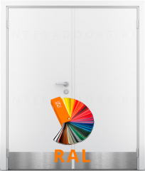 Дверь композитная Poseidon ДГ окрашенная по RAL двустворчатая с отбойными пластинами