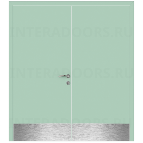 Дверь пластиковая Капель (Kapelli Classic) ментол RAL 6019 двустворчатая с отбойными пластинами