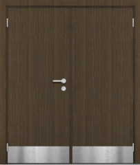 Дверь композитная Poseidon ДГ Орех 304 двустворчатая с отбойными пластинами