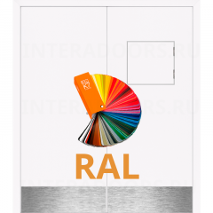 Дверь пластиковая Капель (Kapelli Classic) моноколор окрашенная по RAL двустворчатая с передаточным окном и отбойными пластинами