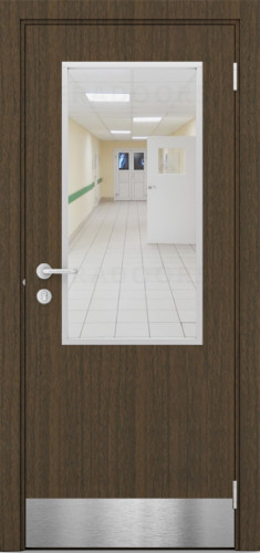 Дверь композитная Poseidon ДО Орех 304 с отбойной пластиной