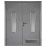Влагостойкая дверь ПВХ Etadoor ДО серый RAL 7001 двустворчатая с вентиляционной решеткой