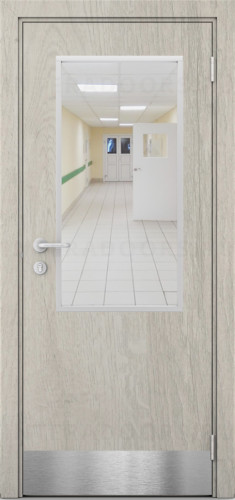 Дверь композитная Poseidon ДО Дуб крымский светлый с отбойной пластиной