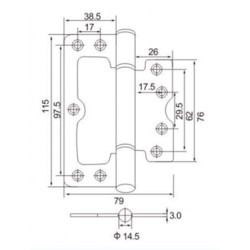 Петля универсальная без врезки B22-SC матовый хром