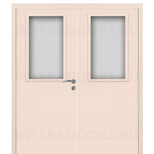 Дверь пластиковая Капель (Kapelli Classic) кремовый RAL 9001 двустворчатая ДО стекло 1