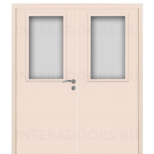 Дверь пластиковая Капель (Kapelli Classic) кремовый RAL 9001 двустворчатая ДО стекло 1