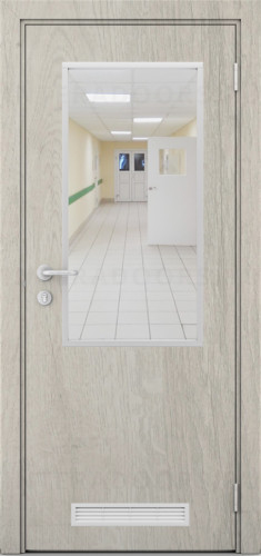 Дверь композитная Poseidon ДО Дуб крымский светлый с вентиляционной решеткой