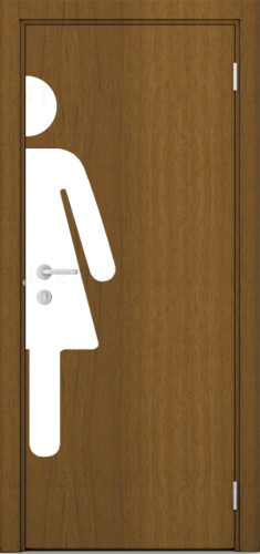 Дверь композитная Poseidon ДГ Орех гварнери с наклейкой для туалетов ЖЕН.
