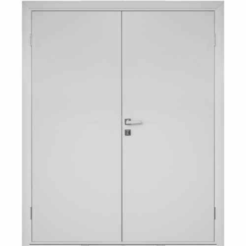 Влагостойкая дверь ПВХ Etadoor ДГ Белый двустворчатая с AL торцами