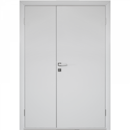 Влагостойкая дверь ПВХ Etadoor ДГ Белый двустворчатая с AL торцами