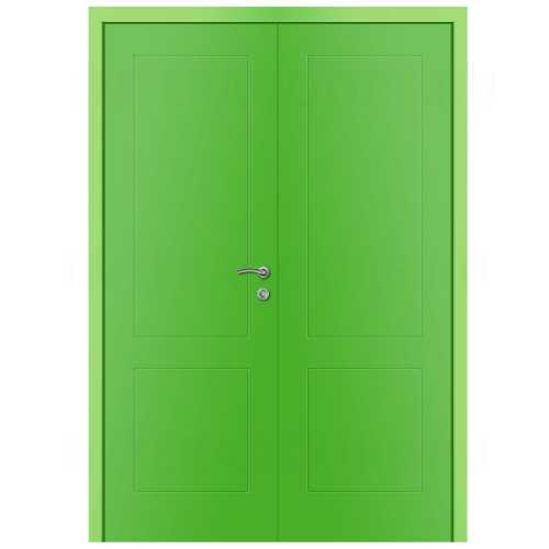 Дверь пластиковая Капель (Kapelli Classic) с фрезерованной филенкой Ф2К зеленый RAL 6018 двустворчатая