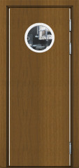 Маятниковая дверь композитная Poseidon Орех гварнери с иллюминатором