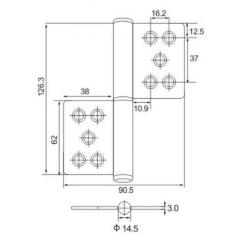 Петля универсальная без врезки B1-BL R правая черный