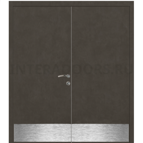 Дверь пластиковая Капель (Kapelli Classic) черный бетон двустворчатая с отбойными пластинами