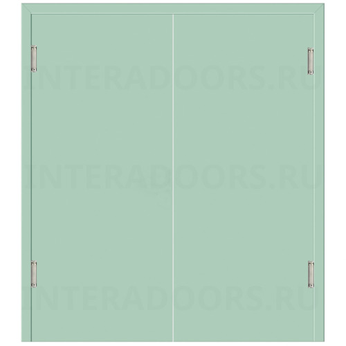 Маятниковая двухстворчатая дверь пластиковая гладкая Kapelli Classic ментол RAL 6019