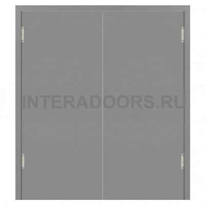 Маятниковая двухстворчатая дверь пластиковая гладкая Kapelli Classic темно серый RAL 7046