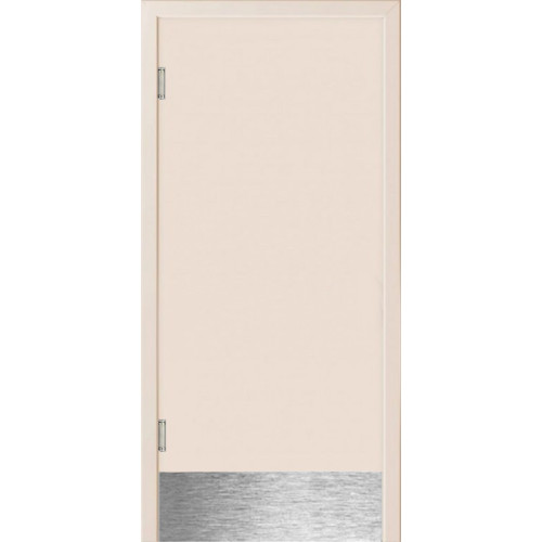 Маятниковая дверь пластиковая гладкая Kapelli Classic кремовый RAL 9001 с иллюминатором