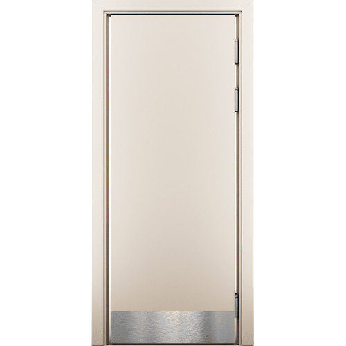 Маятниковая дверь композитная Poseidon ДГ Крем матовый с отбойной пластиной