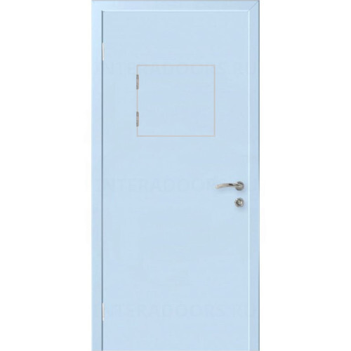 Дверь пластиковая Капель (Kapelli Classic) голубой RAL 5024 с передаточным окном