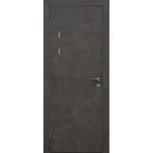 Дверь пластиковая Капель (Kapelli Classic) черный бетон с передаточным окном