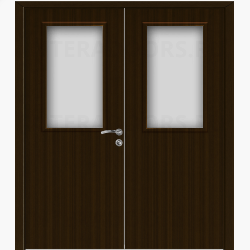 Дверь пластиковая Капель (Kapelli Classic) венге двустворчатая ДО стекло 1