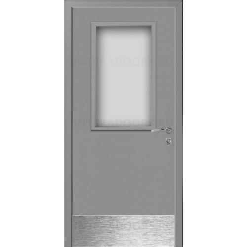Дверь пластиковая Капель (Kapelli Classic) темно серый RAL 7046 ДО стекло 1 с отбойной пластиной