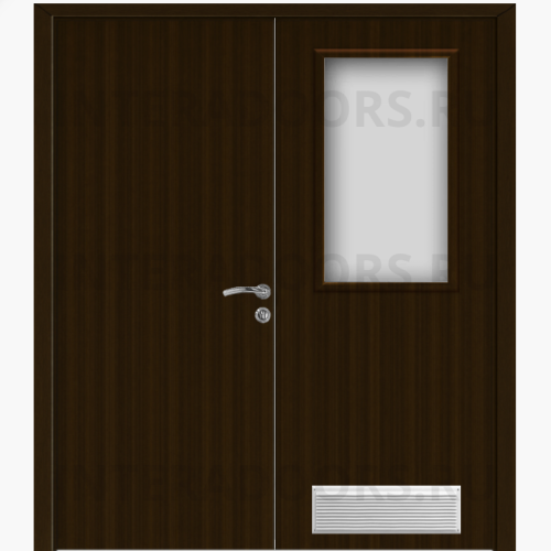Дверь пластиковая Капель (Kapelli Classic) венге двустворчатая ДО стекло 1 с вентиляционной решеткой