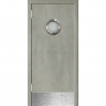 Маятниковая дверь пластиковая гладкая Kapelli Classic серый бетон с иллюминатором
