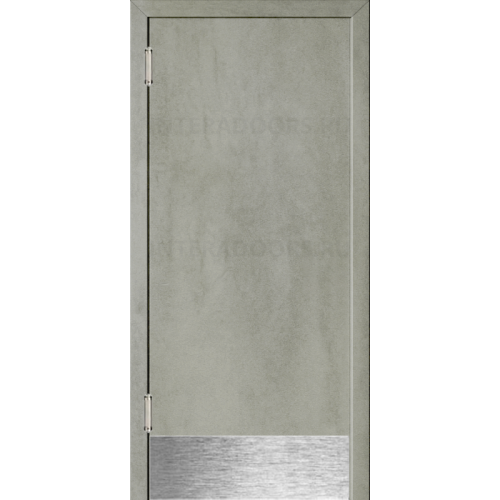 Маятниковая дверь пластиковая гладкая Kapelli Classic серый бетон с отбойной пластиной