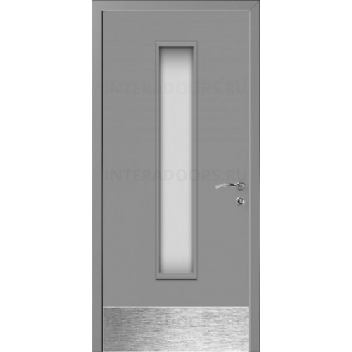 Дверь пластиковая Капель (Kapelli Classic) темно серый RAL 7046 ДО стекло 2 с отбойной пластиной