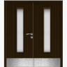 Дверь пластиковая Капель (Kapelli Classic) венге двустворчатая ДО стекло 2 с отбойными пластинами