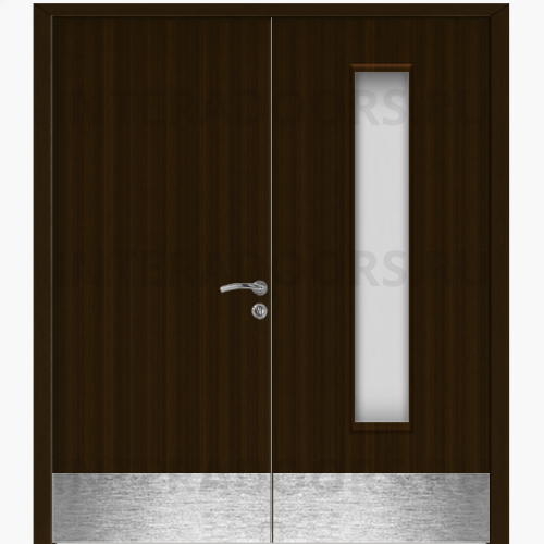 Дверь пластиковая Капель (Kapelli Classic) венге двустворчатая ДО стекло 2 с отбойными пластинами
