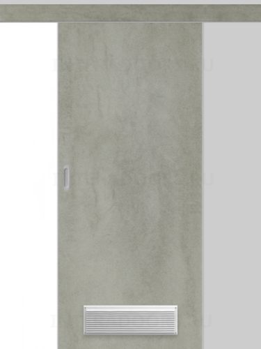 Дверь пластиковая раздвижная Капель (Kapelli Classic) серый бетон с вентиляционной решеткой