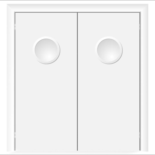 Маятниковая влагостойкая дверь ПВХ Etadoor ДГ Белый двустворчатая