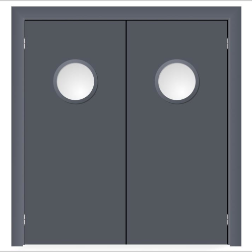 Маятниковая влагостойкая дверь ПВХ Etadoor ДГ Серый RAL 7001 двустворчатая