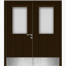 Дверь пластиковая Капель (Kapelli Classic) венге двустворчатая ДО стекло 1 с отбойными пластинами