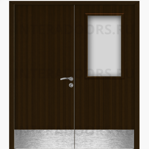 Дверь пластиковая Капель (Kapelli Classic) венге двустворчатая ДО стекло 1 с отбойными пластинами