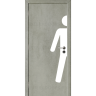 Дверь противопожарная Kapelli серый бетон с наклейкой для туалетов МУЖ.