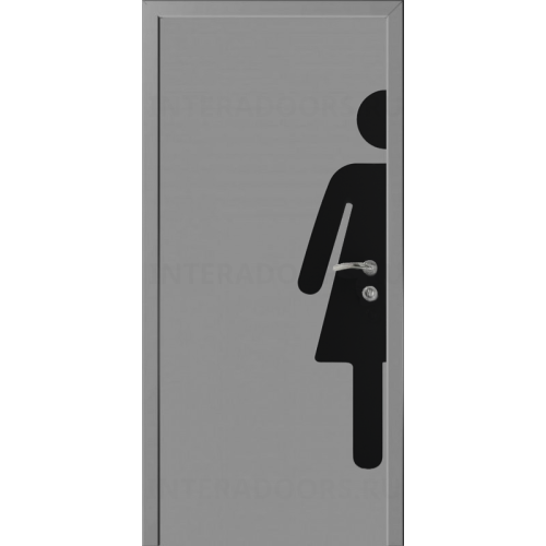 Дверь пластиковая Капель (Kapelli Classic) темно серый RAL 7046 с наклейкой для туалетов ЖЕН.